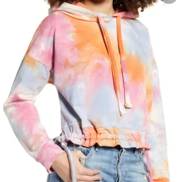 Blank NYC Tie Dye Cropped Hoodie sz Large - Picture 2 of 4